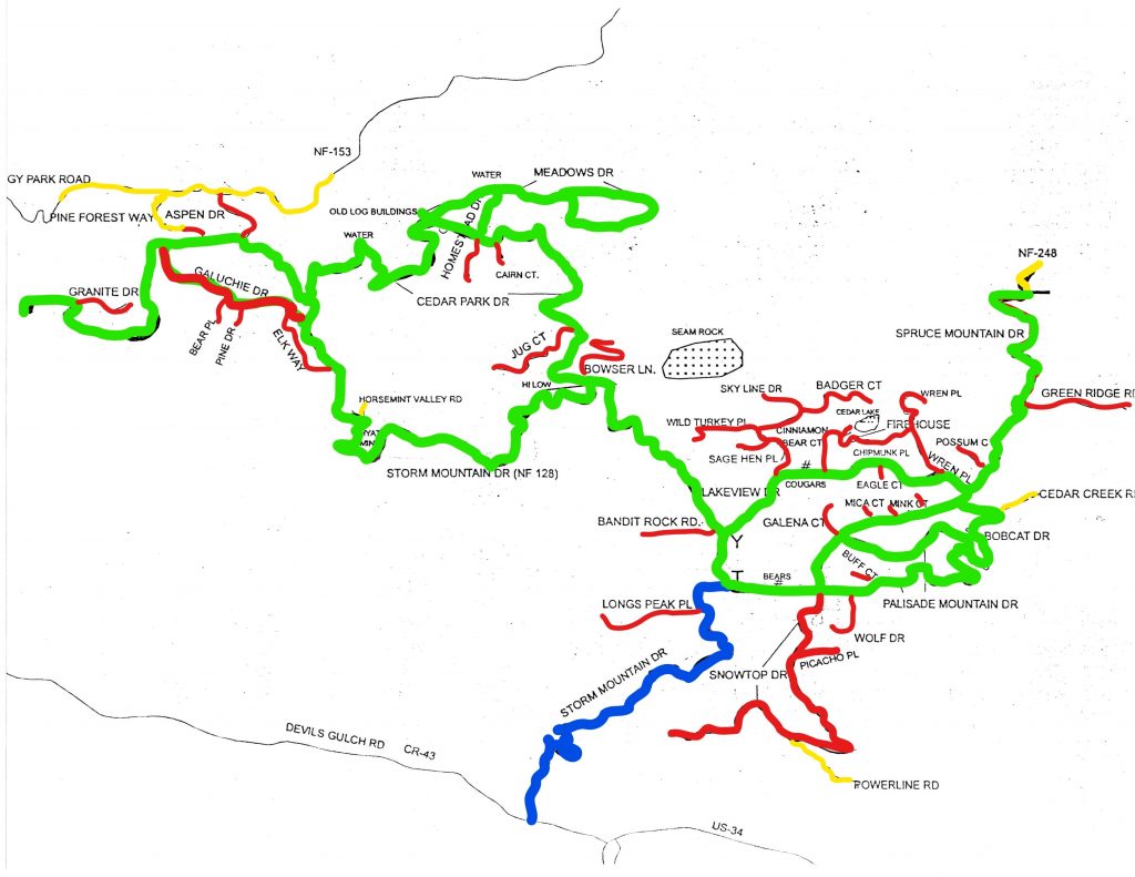 PID Snow Plowing Map and Legend Storm Mountain, Colorado, Community